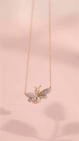 Bee Shaped Pendant Necklace Pink Background