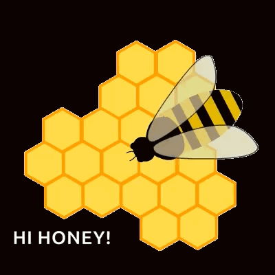 Bee Sitting on Honeycomb Saying Hi Honey
