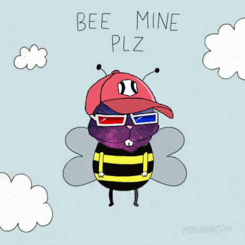 Bee Wearing Baseball Cap and 3D Glasses