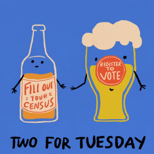 Beer Bottle and Glass With Register to Vote Sign