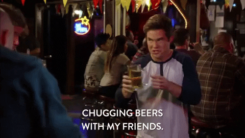 Beer Chug Challenge Party Friends Workaholics GIF