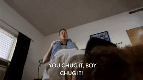 Beer Chug Challenge You Chug It Boy GIF