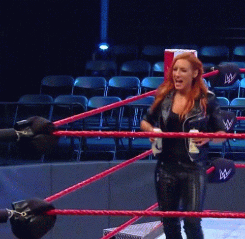 Beerfest Drunk Becky Lynch Inside Ring GIF