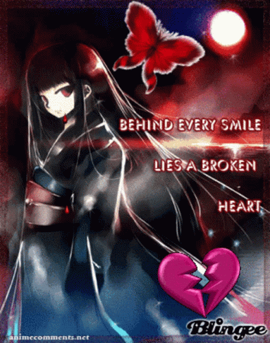 Behind Every Smile Lies A Broken Heart With A Butterfly And A Broken Heart GIF