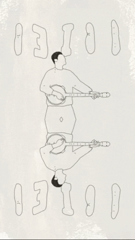 Beige Minimalist Guitar Playing Moving Sketch GIF