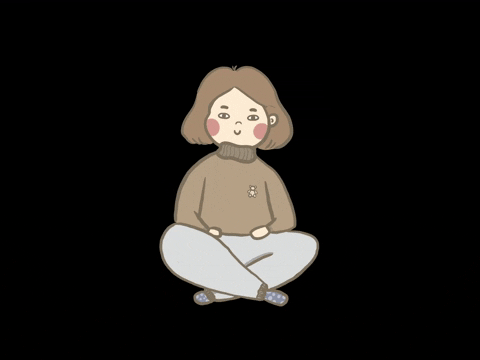 Beige Cutie Girl Minimalist Cartoon GIF