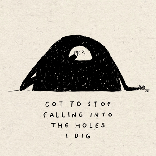 Beige Minimalist Falling Into Holes Graphic Design GIF
