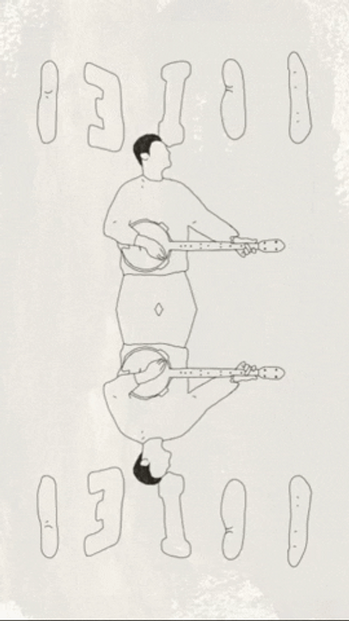 Beige Minimalist Guitar Playing Moving Sketch GIF