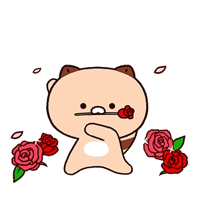 Beige Racoon Cartoon Rose GIF