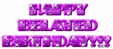 Purple Glitters Belated Birthday Greeting GIF