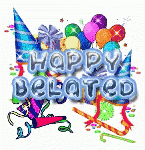 Silver Happy Belated Birthday Letters GIF