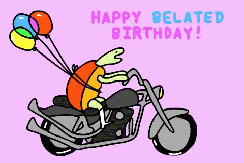 Belated Birthday Turtle On Motorcycle GIF