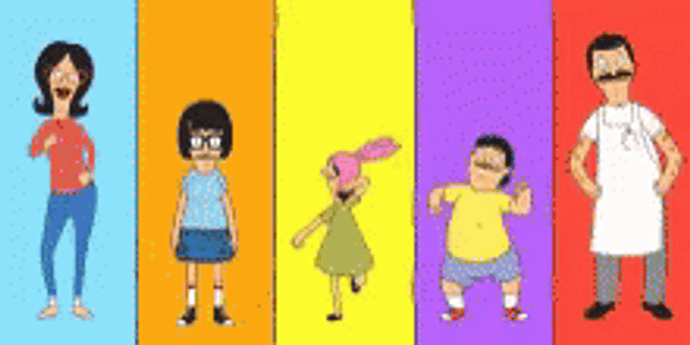 Belcher Family Character Line Up Bobs Burgers GIF