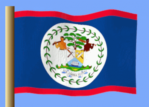 Belize Flag With Coat Of Arms GIF