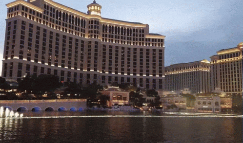 Bellagio Hotel Lit Up at Night