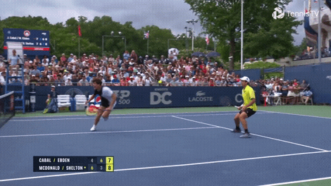 Ben Shelton Running Around Tennis Court GIF