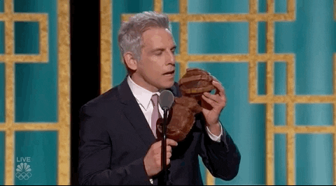 Ben Stiller Eating Golden Globes GIF