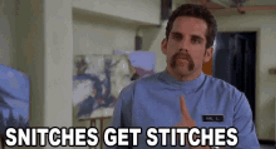 Ben Stiller Quiet Snitches Get Stitches GIF