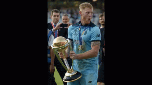 Ben Stokes Holding Trophy GIF