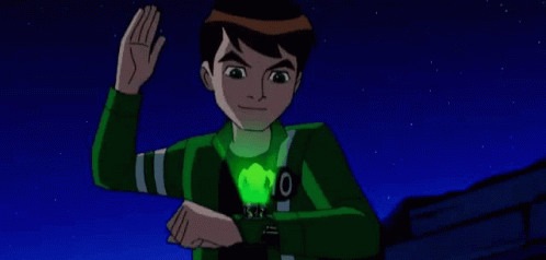 Ben Tennyson From Ben 10 Is Holding A Green Laser In His Hand . GIF