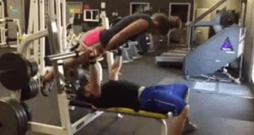 Bench Press With Girl GIF