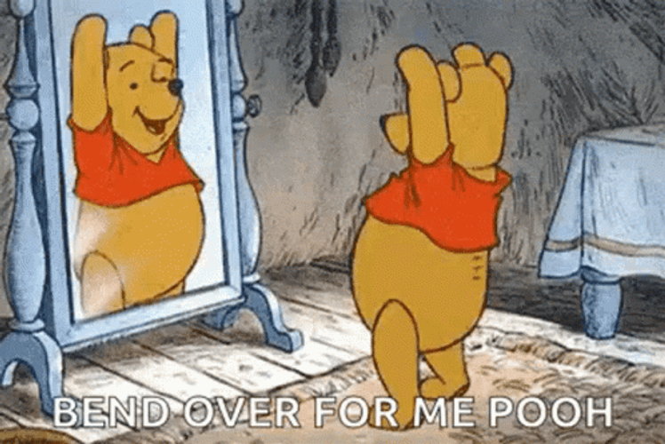 Bend Over Cute Winnie Mirror Exercise GIF