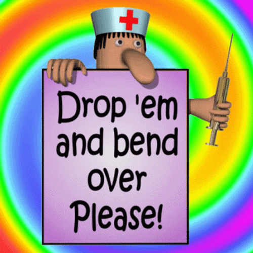 Bend Over Nurse Syringe Mobile Artwork GIF