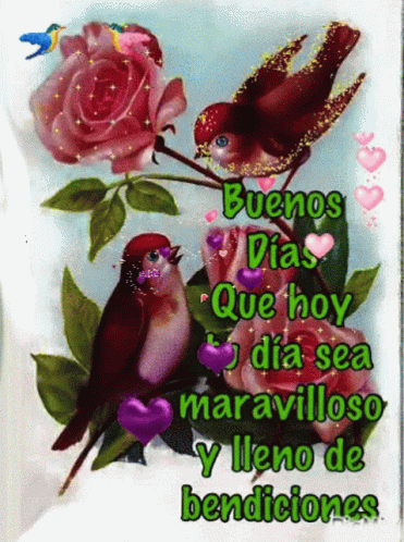 Bendecido Dia Glistening Love Birds GIF