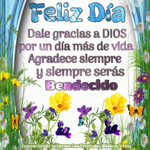 Bendecido Dia Butterflies On Flowers GIF