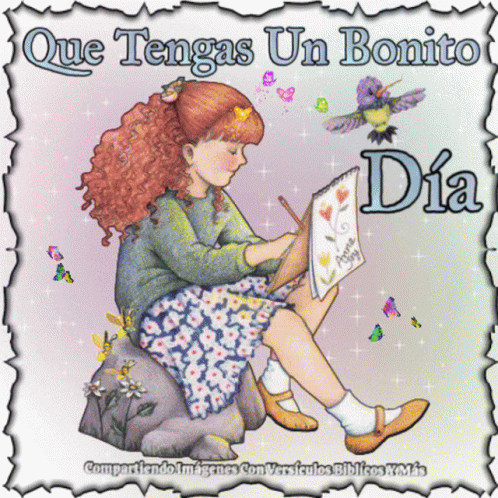 Bendecido Dia Girl Writing Notes GIF