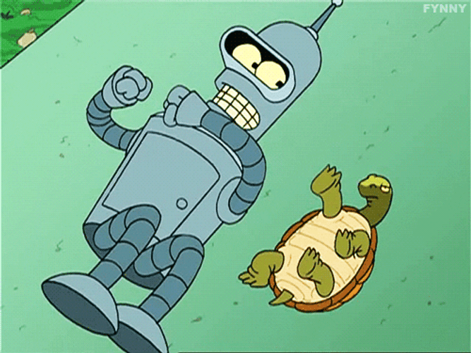 Bender And Turtle Rolling Futurama GIF