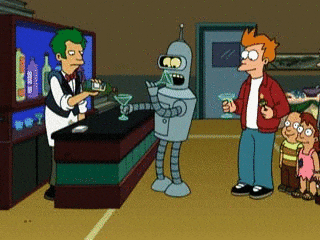 Bender Drinking At Bar Futurama GIF