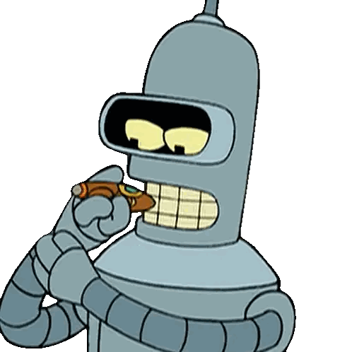 Bender from Futurama Eating Sandwich