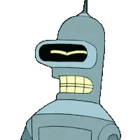 bender from futurama is shown with a very angry expression on his face