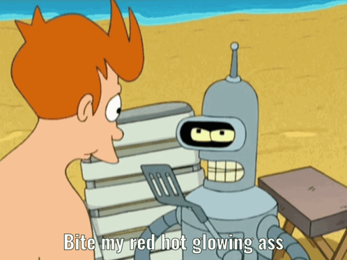Bender From Futurama Is Talking To Fry On The Beach GIF