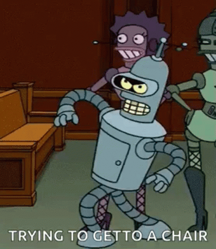 Bender From Futurama Is Trying To Get To A Chair GIF