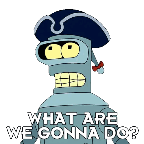 bender from futurama wearing a pirate hat with the words what are we gonna do below him