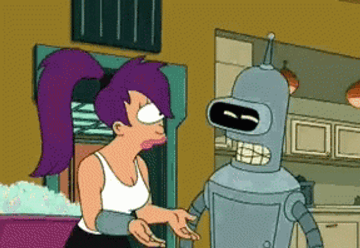 Bender Futurama And Leela  GIF