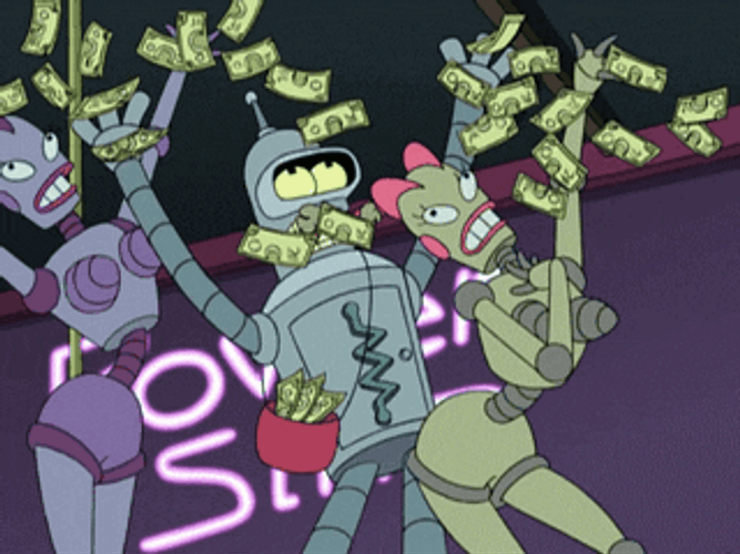 Bender Futurama Raining Money GIF