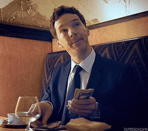 Benedict Cumberbatch Spending Money In Coffee Shop GIF