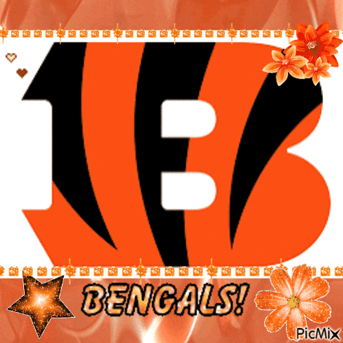 Bengals Logo With Flowers And Hearts GIF