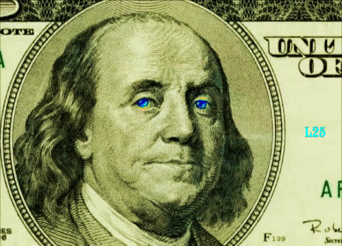 Benjamin Franklin Blinking Colorful Eyes GIF