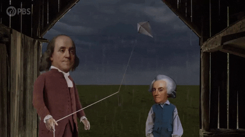 Benjamin Franklin Flying A Kite GIF