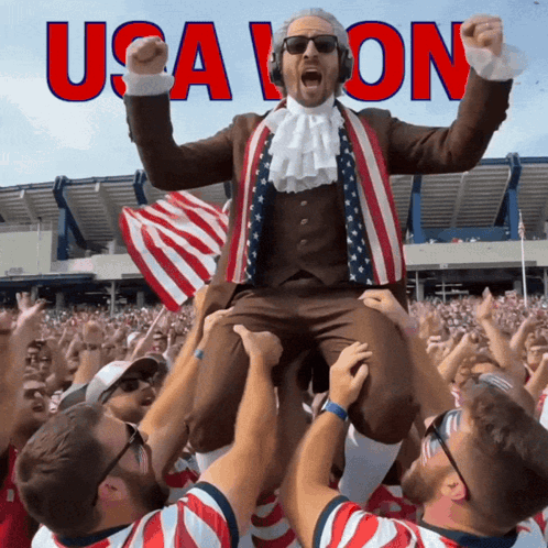 Benjamin Franklin Lifted by Crowd USA