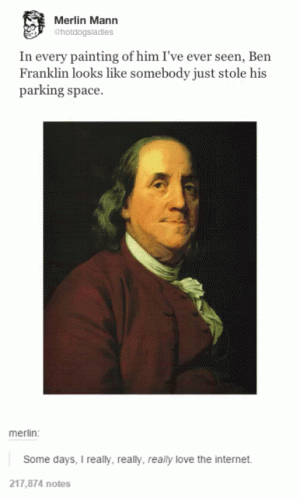 Benjamin Franklin Painting Looks Animation GIF