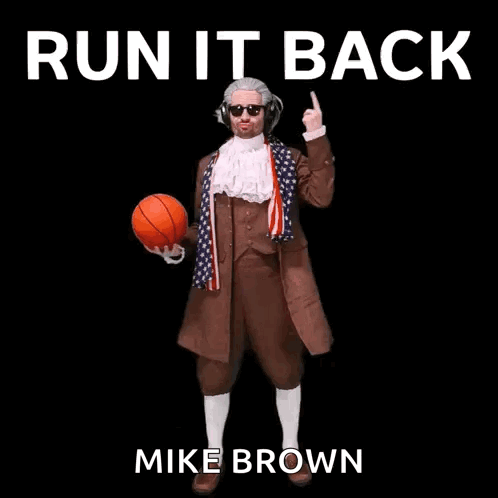 Benjamin Franklin Pointing at Basketball Run It Back Mike Brown