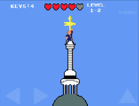 Benjamin Franklin Reaching Tower Videogame GIF