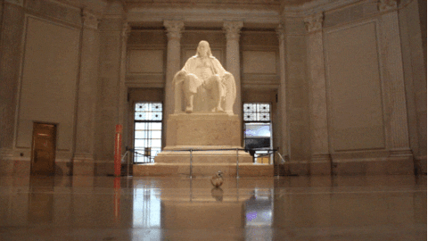 Benjamin Franklin Sculpture Inside Museum GIF