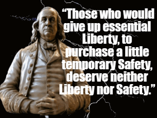 Benjamin Franklin Statue With Those Who Would Give Up Essential Liberty GIF