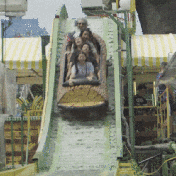 Benjamin Riding Waterslide Splash Mountain GIF